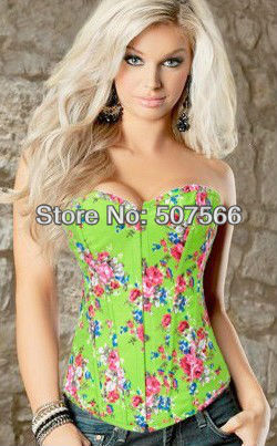 Newest And Fashion Design Best Selling High Quality  Free Shipping Colorful Flower Corset/Sexy Lingerie/Bustier Size S-XXL