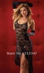 NEWEST ARRIVAL Sexy lingerie underwear long gown sleepwear robe lady nightwear bathrobe black KC100