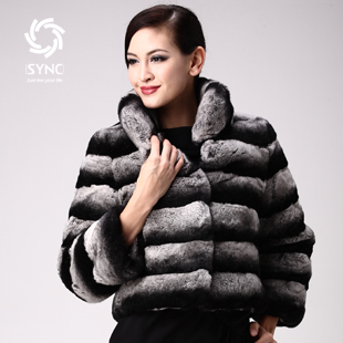 Newest high quality Ladies' Rex rabbit fur coat,Elegant cotton-padded Rex rabbit coat,Chinchilla rex fur coat stripe fur jacket