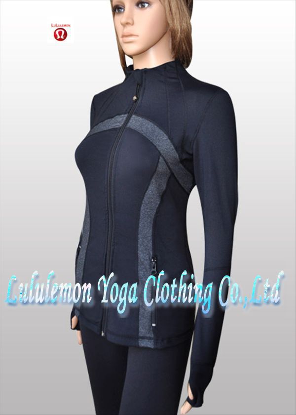 NEWEST Lululemon Athletica Define Jackets Wholesale  For Cheap, Black with Grey Logo-Free Freight