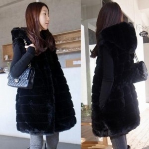 newest With a hood faux vest medium-long rabbit fur plus size fur coat overcoat vest