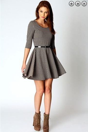 Newly arrived Houndstooth sleeves waist was thin dress belt free shipping