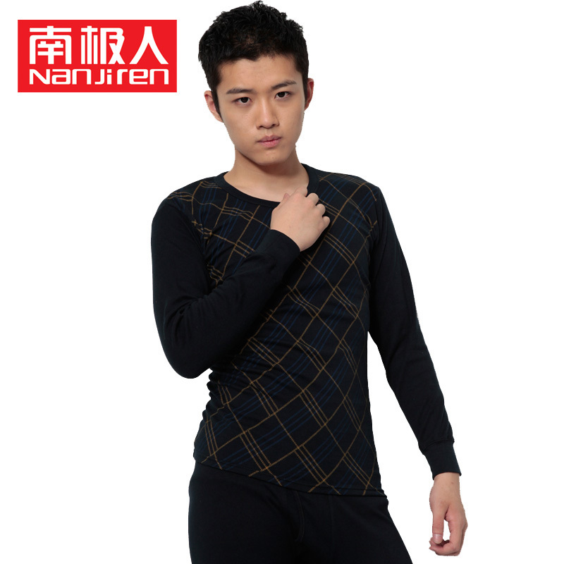 NJR Thin thermal underwear 100% cotton print casual male underwear set long johns long johns vigogne set