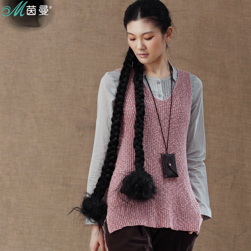 Nman INMAN 2012 autumn female gentlewomen V-neck sidepiece vent solid color woven vest h823132367