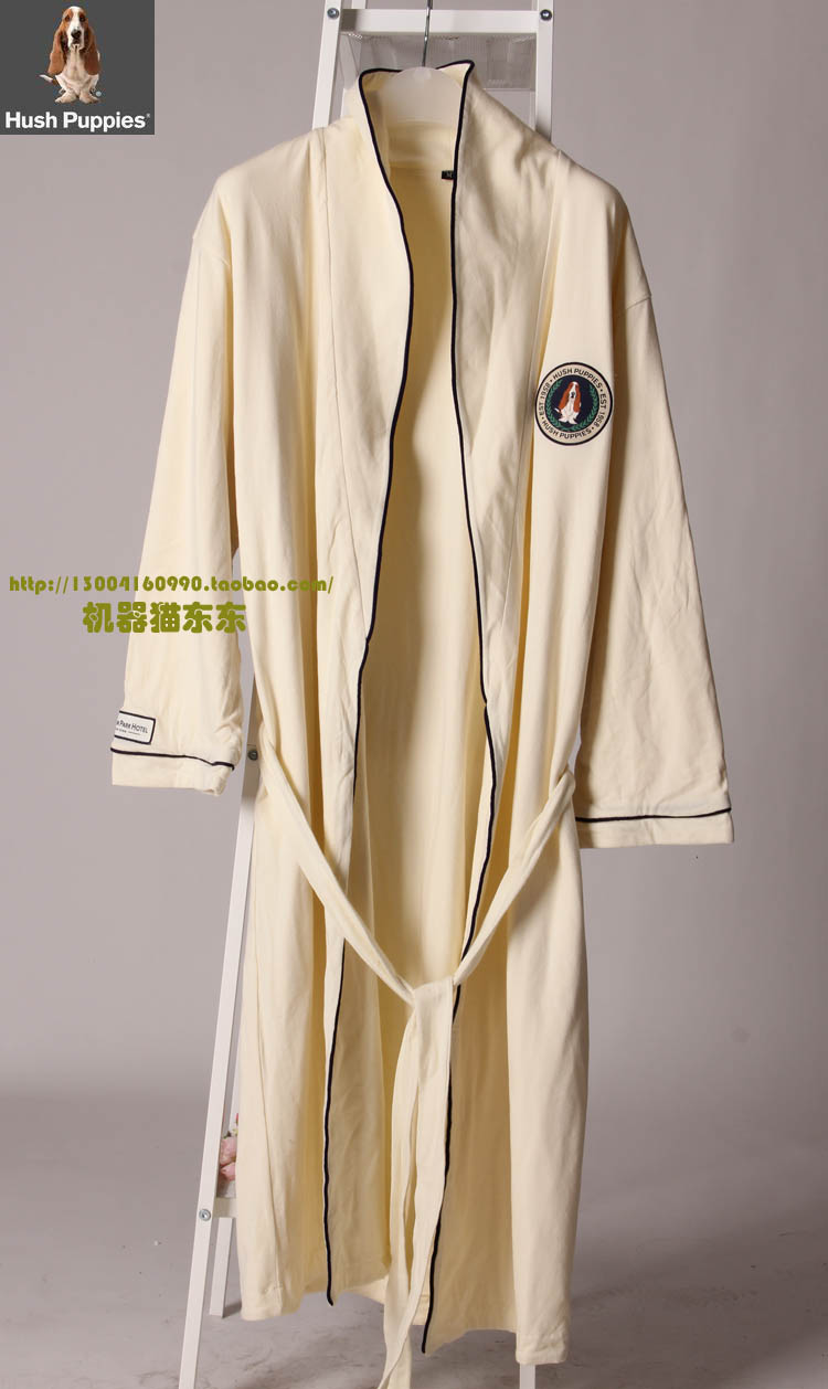 No belt two-color hush puppies derlook sleepwear bathrobes 100% cotton comfortable