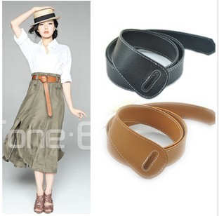 No button PU decoration belt double faced leather strap brief all-match fashion 95g