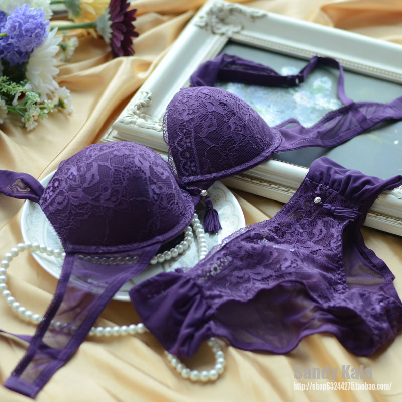 Nobility underwear sexy purple lace fashion bra set