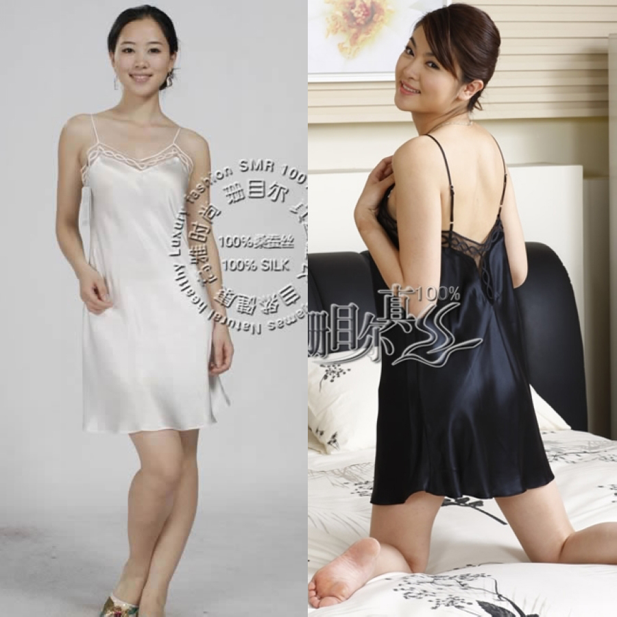 Noble Pure silk sleepwear sexy suspender skirt female mulberry silk nightgown