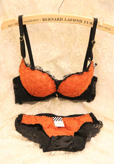 Noble stereo knitted 3 breasted bra women's single-bra underwear set 3687 orange