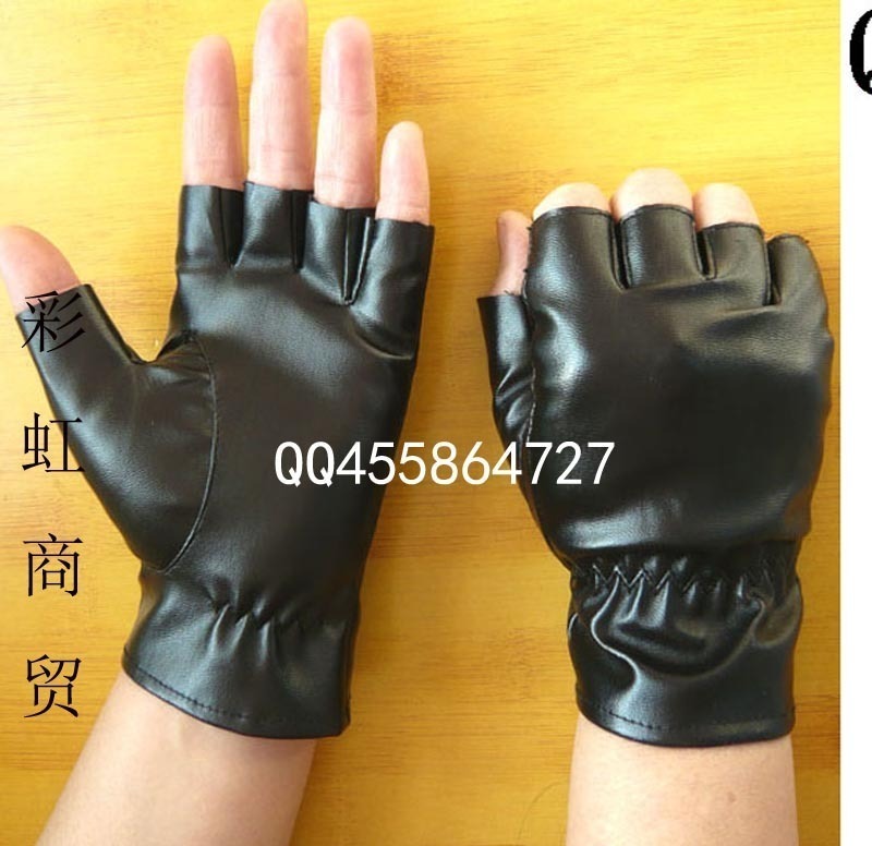 Non-mainstream punk semi-finger lucy refers to plus size faux leather gloves