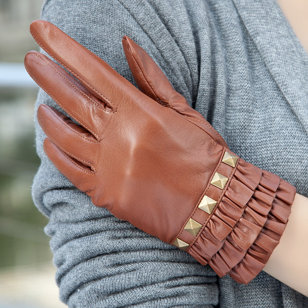 Noolders leather gloves women fashion sheepskin genuine leather gloves female short design autumn and winter w-32