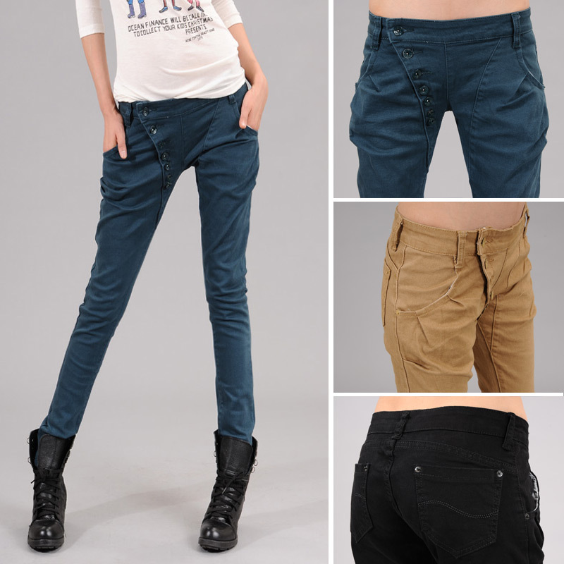 NZ052 women 2013 jeans women's elastic trousers breasted pencil pants skinny pants casual all-match high quality trouser