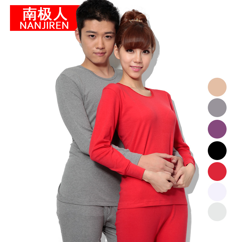 O-neck 100% cotton male women's long johns long johns thermal underwear set