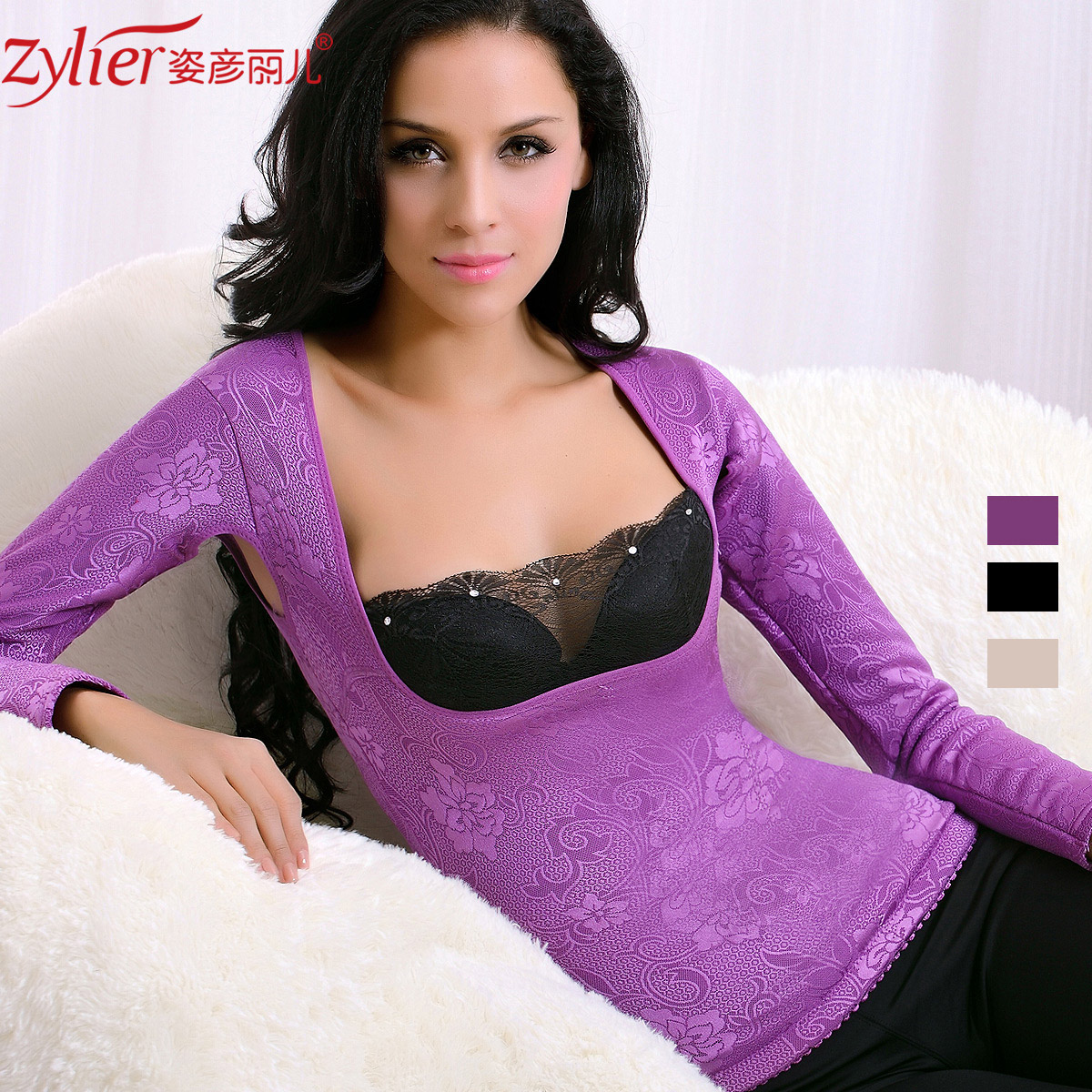 O-neck long-sleeve thermal underwear thermal top thickening plus velvet female sy59