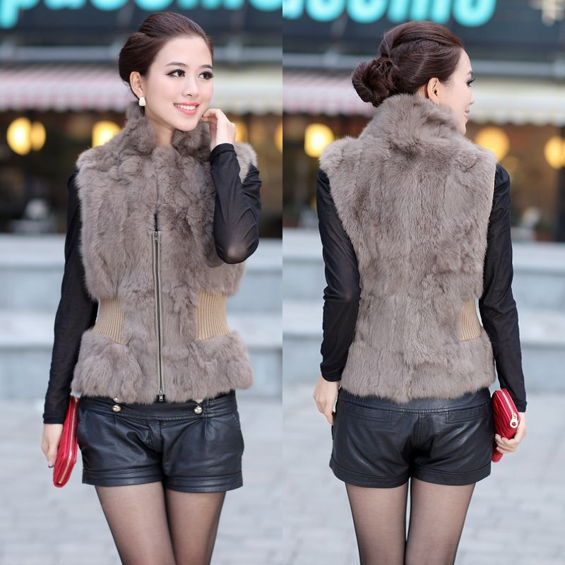 O-neck rabbit fur coat short design rabbit fur outerwear 2013 fur fashion winter female Free Shipping EMS