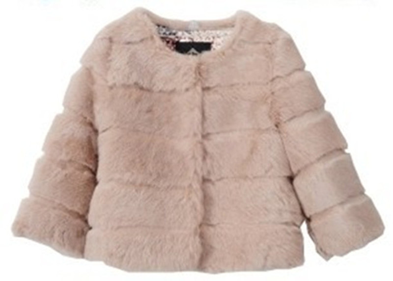 O-neck short fur coat 2012 design full leather rabbit fur three quarter sleeve women's