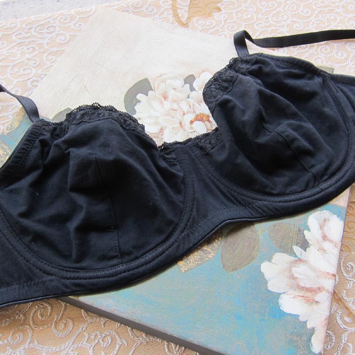 O1 hm solid color organic cotton lace black brief underwear bra 85d