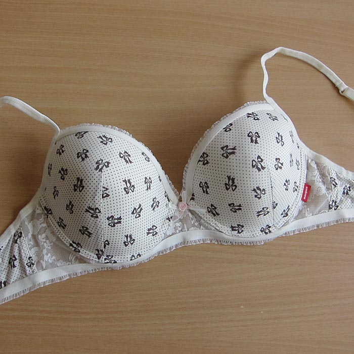 O1 manguun dot bow lace thin bra 80c85b