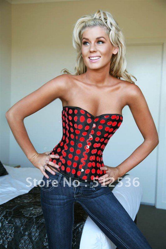 Off-shoulder sexy dot pattern Steel bone corset lingerie,shapewear,waist shaper