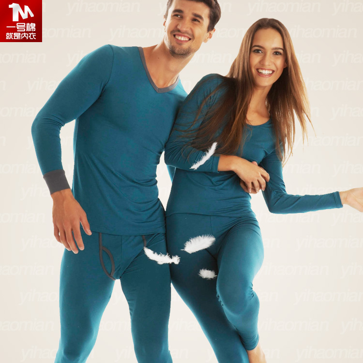 Ofnanyi cotton female thermal underwear set ultra-thin modal long johns o-neck solid color