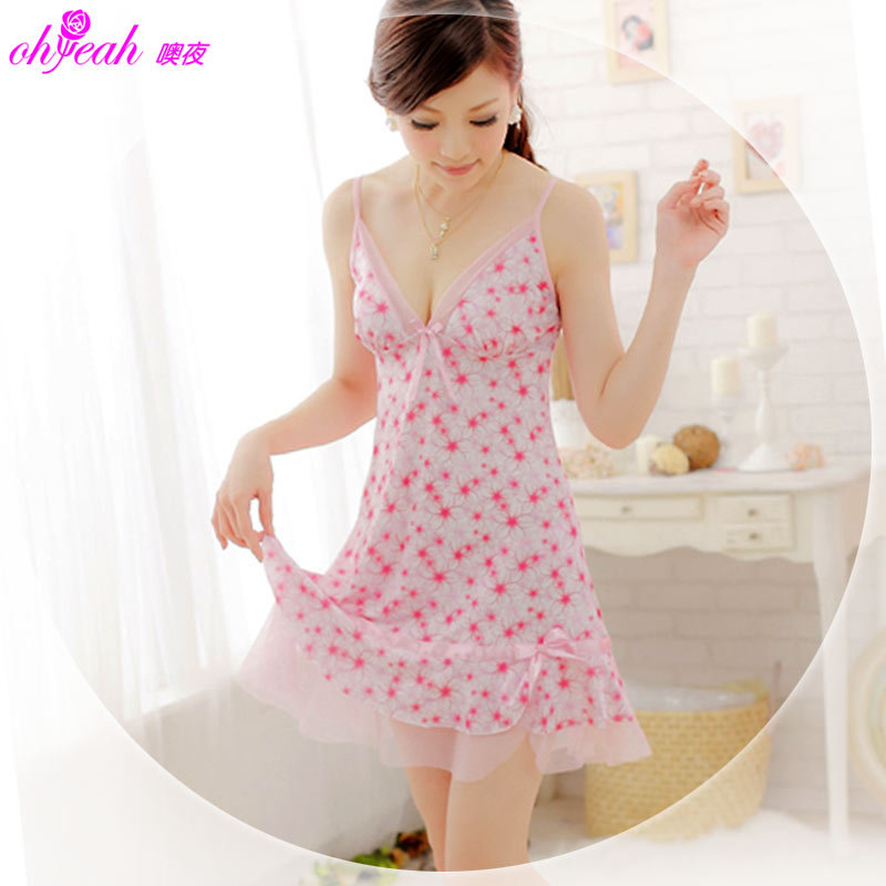 Ohyeah sexy nightgown lounge sleepwear short skirt set female shuiyi