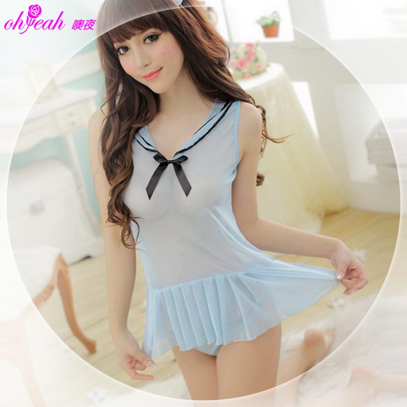 Ohyeah sexy sleepwear female school wear sweet nightgown lace temptation transparent gauze underwear