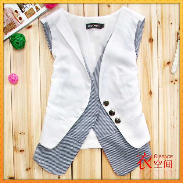 Ol casual fashion personality vest female vest white champagne color