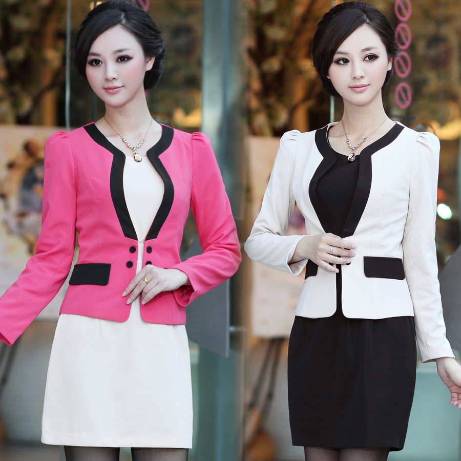 Ol long-sleeve work wear outerwear one-piece dress female autumn and winter work wear set beauty services