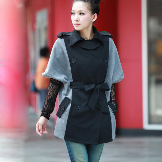 Ol Women slim lacing long-sleeve outerwear trench color block decoration lacing pure cotton-padded coat female overcoat