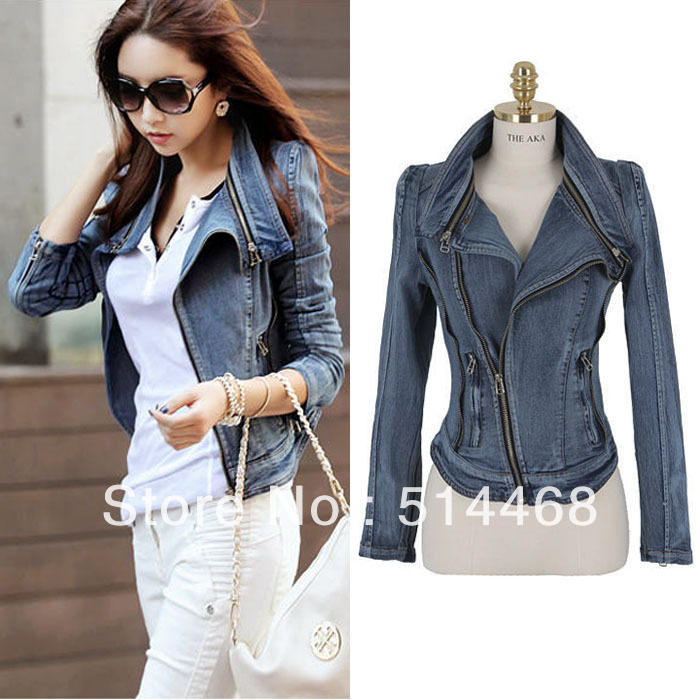 Olivia 2013 Spring Fashion Handsome Long-Sleeve Short Denim Outerwear Vintage Slim Denim Jacket Outerwear+Free Shipping