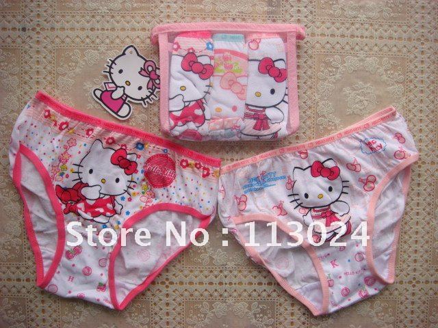 ON SALE ! 2012 famous brands  100% cotton 15pcs(5bags)/lot  kinds of girls HELLO KITTYcartoon underpants ffor 2-12years