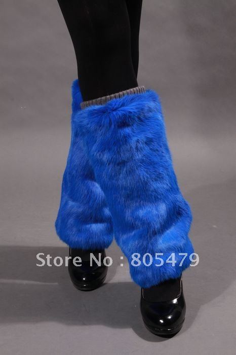 On Sale Free Shipping Lady Rabbit Fur Blue Boot Topper 11YY-QM006