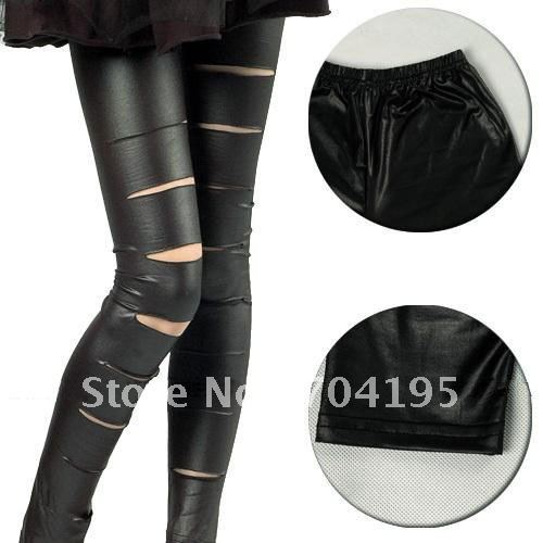 On vacation PU leather tight leggings pants for women