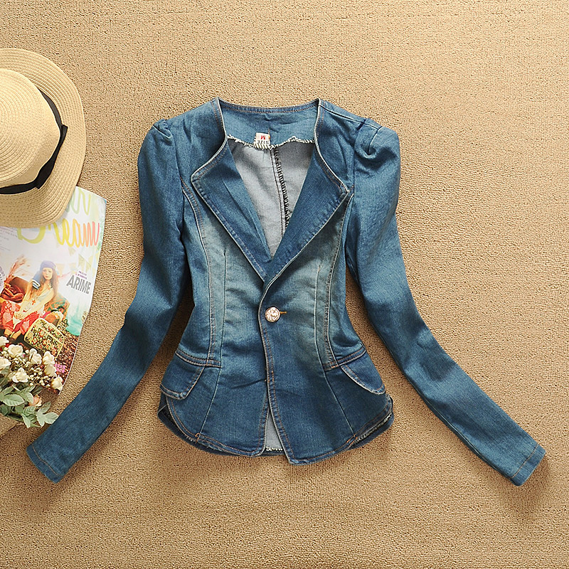 One Button Suit Lady Jacket Popular Small Denim Outerwear 2013 NEW ARRIVED