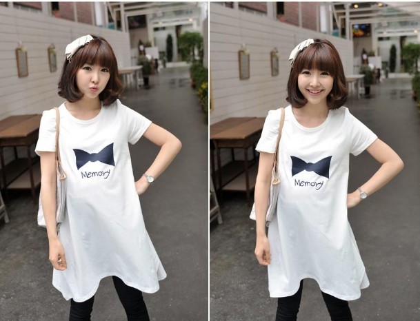 One-piece 2013 Hot Sale Spring and Summer Bowknot Print Maternity T-shirt Dress,100% High quality,Free Shipping 0083#