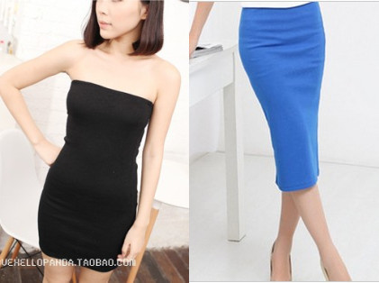 One piece all-match high-elastic long tube top dress tube top dress basic skirt slim hip skirt one-piece dress