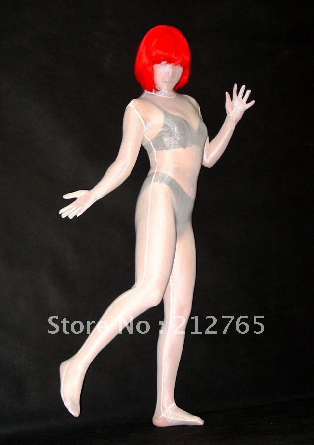 One Piece Shaper White Silk All-inclusive Tights Zentai Suits A019