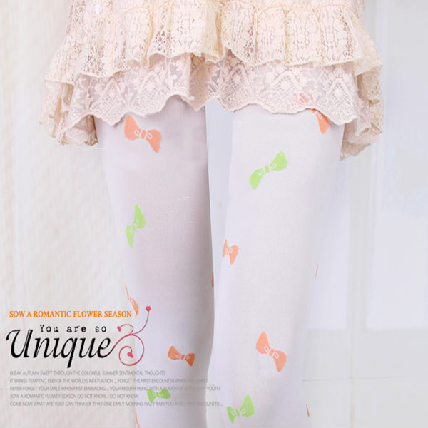 OPAQUE PANTYHOSE White Butterfly Knot Bowknot print Stockings Leggings Tights FREE SHIPPING