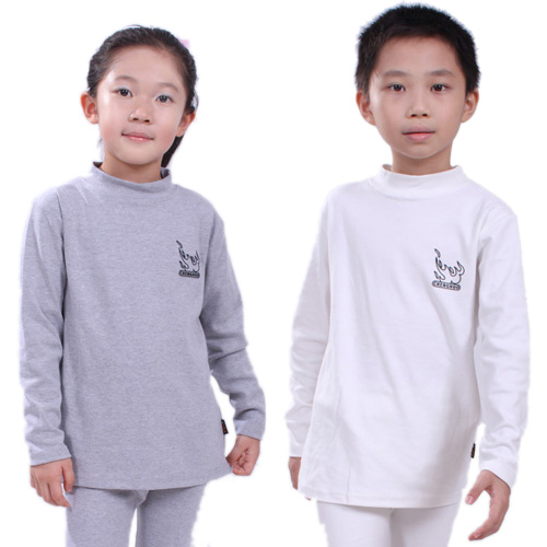 Orange children's clothing autumn and winter child thermal underwear basic shirt male child female child 100% cotton long-sleeve