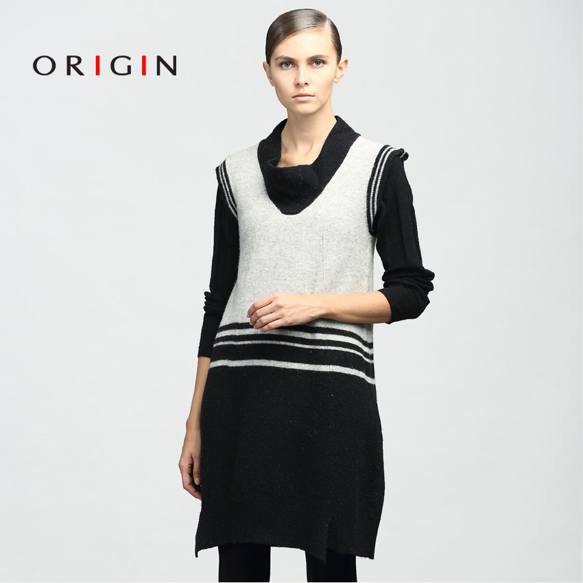 Origin long design sweater women's sheep sweater vest one-piece dress