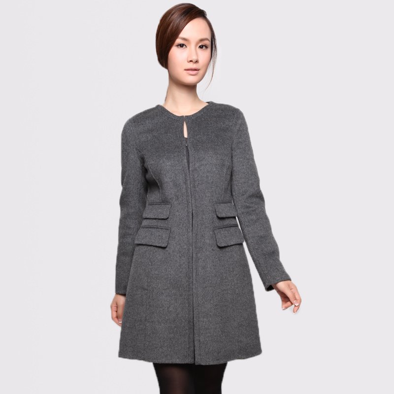 Original design women's 2012 o-neck brief formal pocket cashmere overcoat outerwear trench