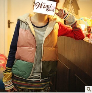 Original design women's cartoon with a hood wadded jacket vest 0.52kg