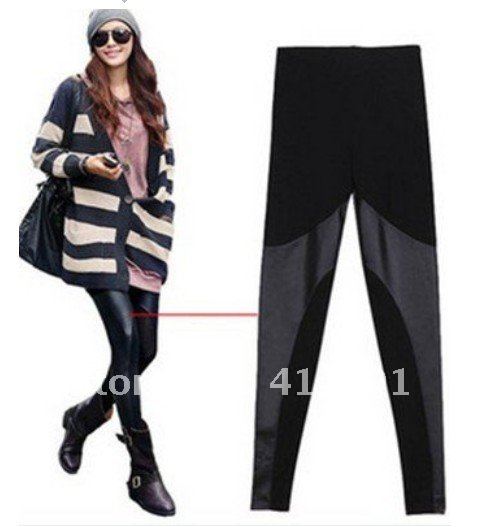 ORIS knittingLS-102  2012 Newest celebrity Style Metallic Leather look+cotton Skinny leggings/Tights Hot 5pc/lot   FREE SHIPPING