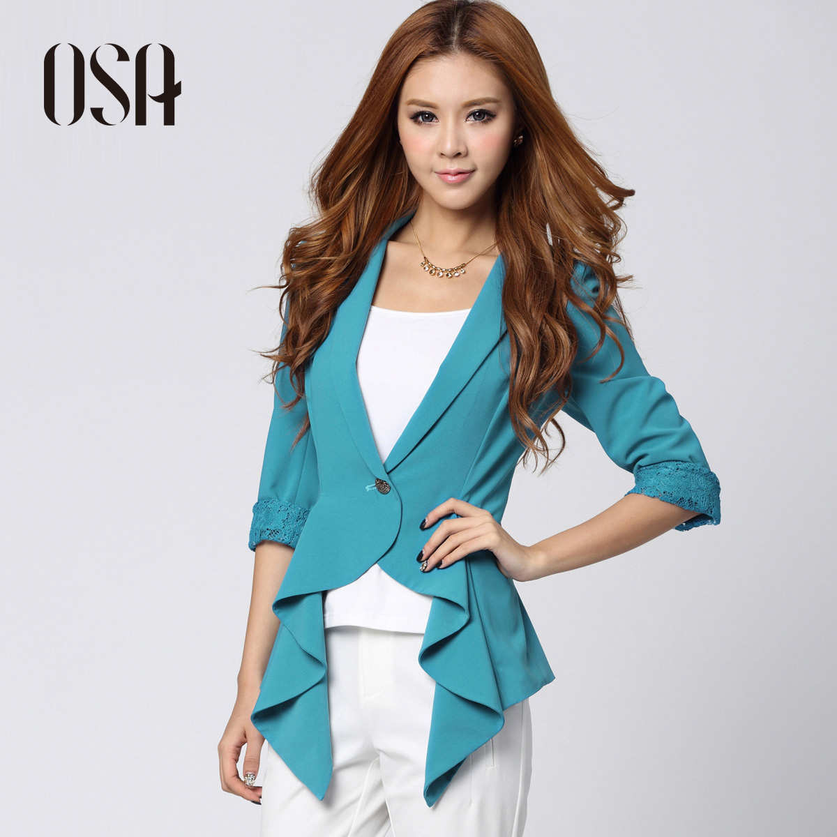 Osa2013 spring casual women's lace one button suit collar spring and autumn short jacket w33084 women's