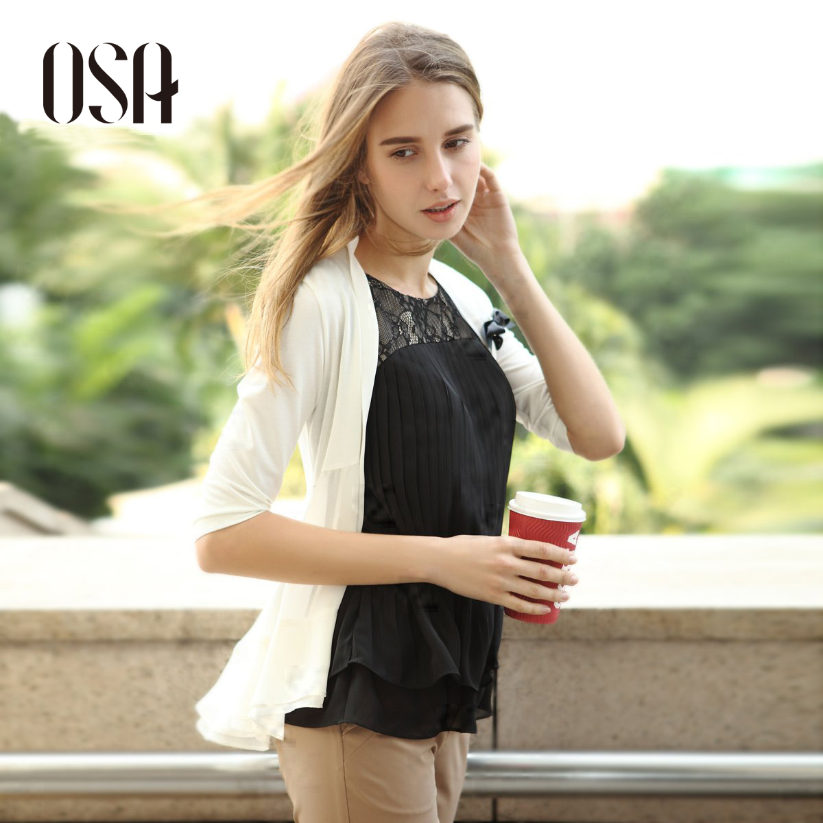 Osa2013 spring outerwear female spring and autumn women's casual three quarter sleeve small short jacket thin w33081