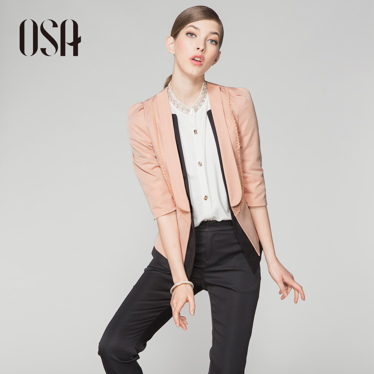 Osa2013 spring women outerwear female spring and autumn three quarter sleeve blazer short jacket w33113