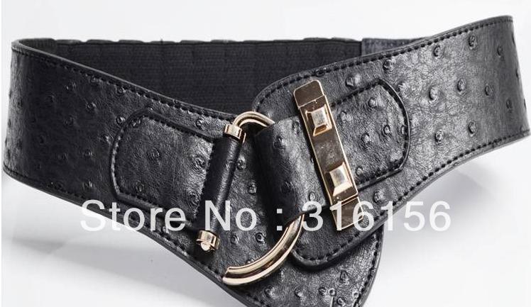 Ostrich grain cummerbund fashion decoration PU leather women's brief ultra wide belt 1pc/lot Freeshipping