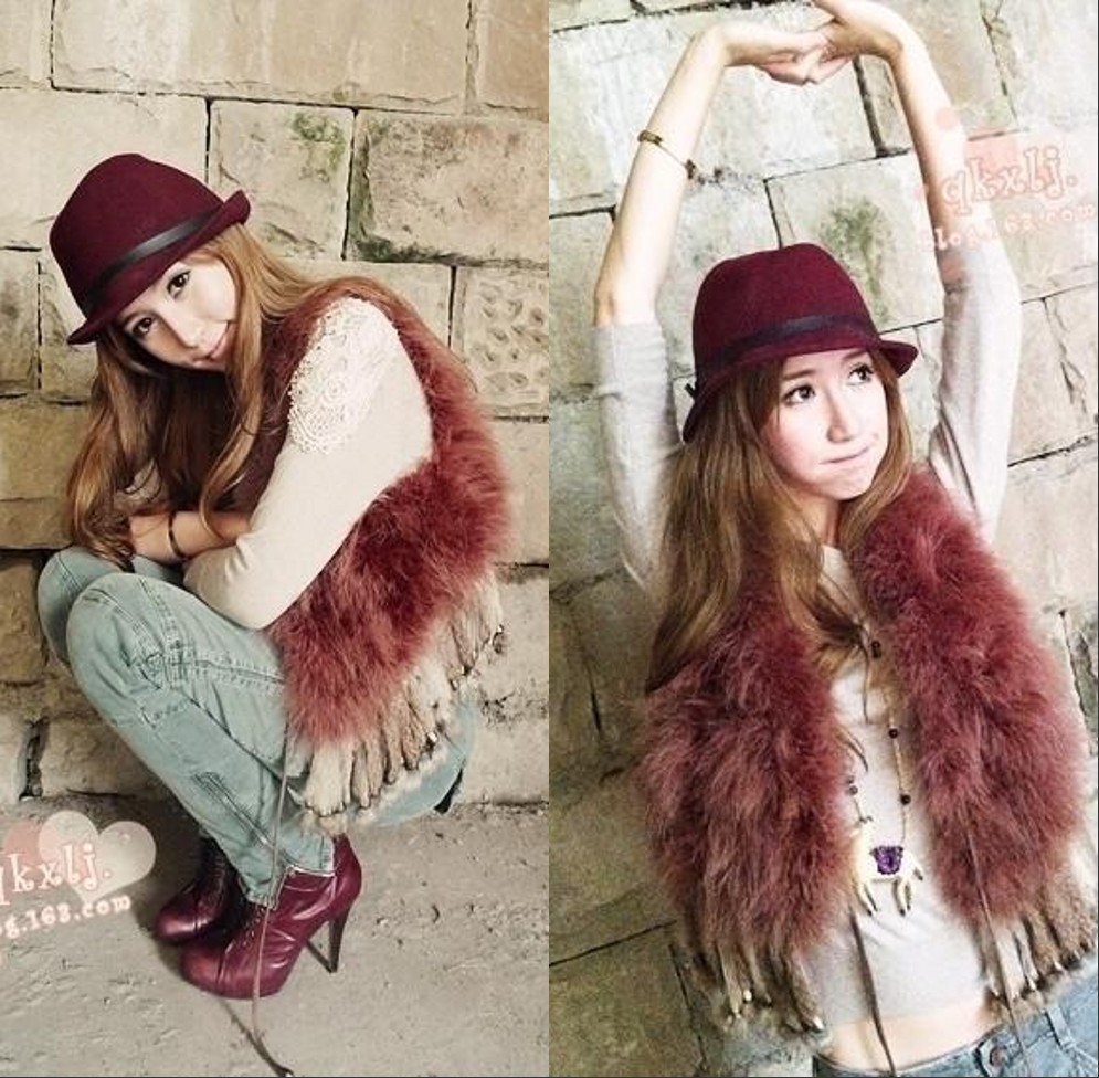 Ostrich wool turkey wool tassel rabbit fur sweep fur vest