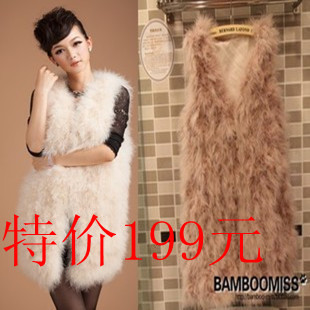 Ostrich wool vest outerwear medium-long autumn and winter fashion women's fur rabbit fur fox