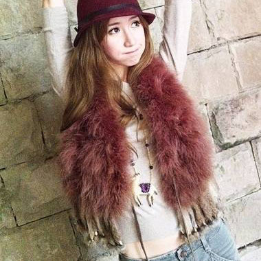 Ostrich wool vest turkey wool tassel rabbit fur vest Discount